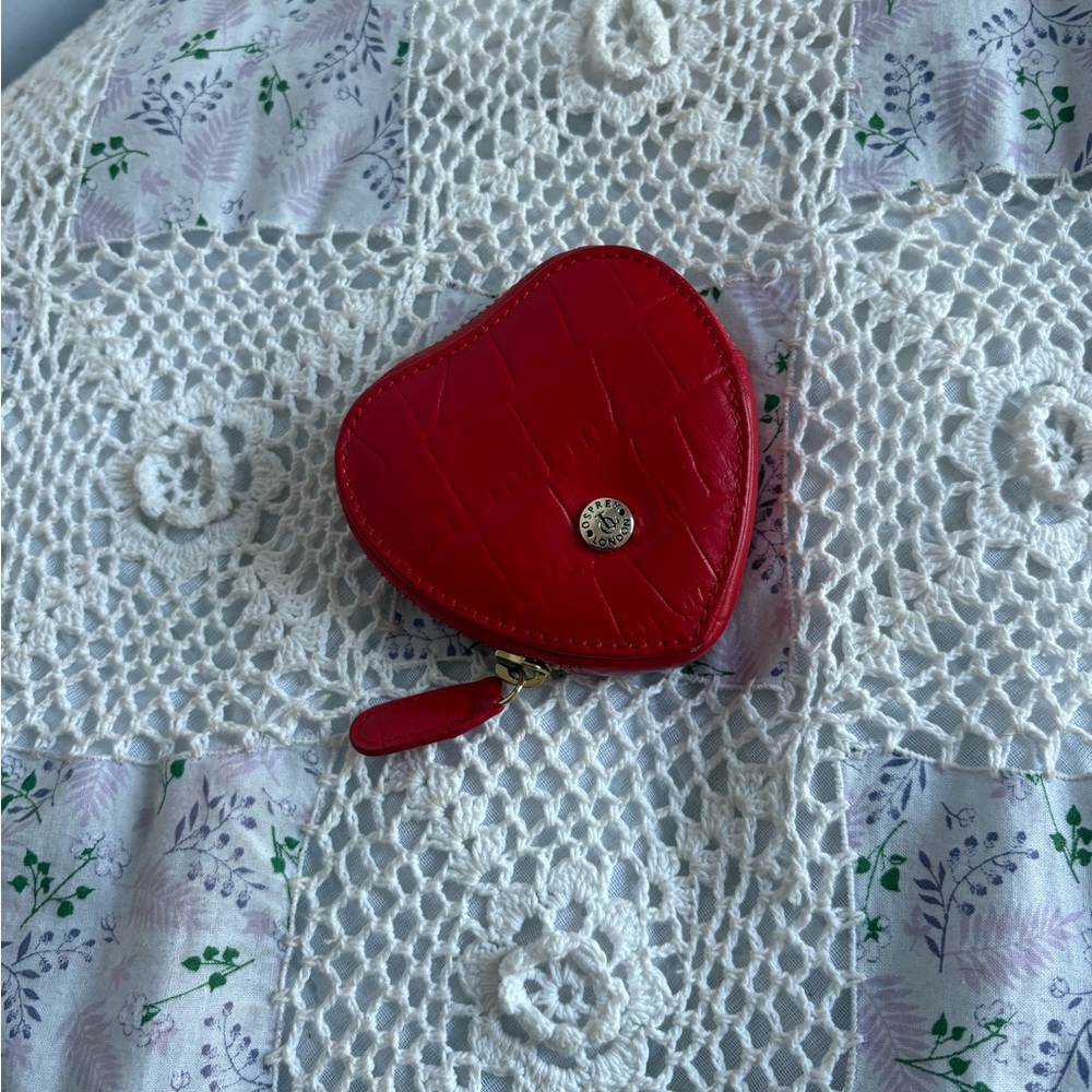 Osprey London red leather heart coin purse